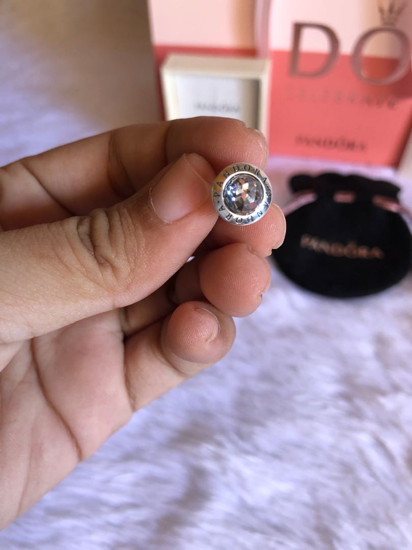 PANDORA RADIANT LOGO STUD EARRINGS 296216CZ, Women's Fashion