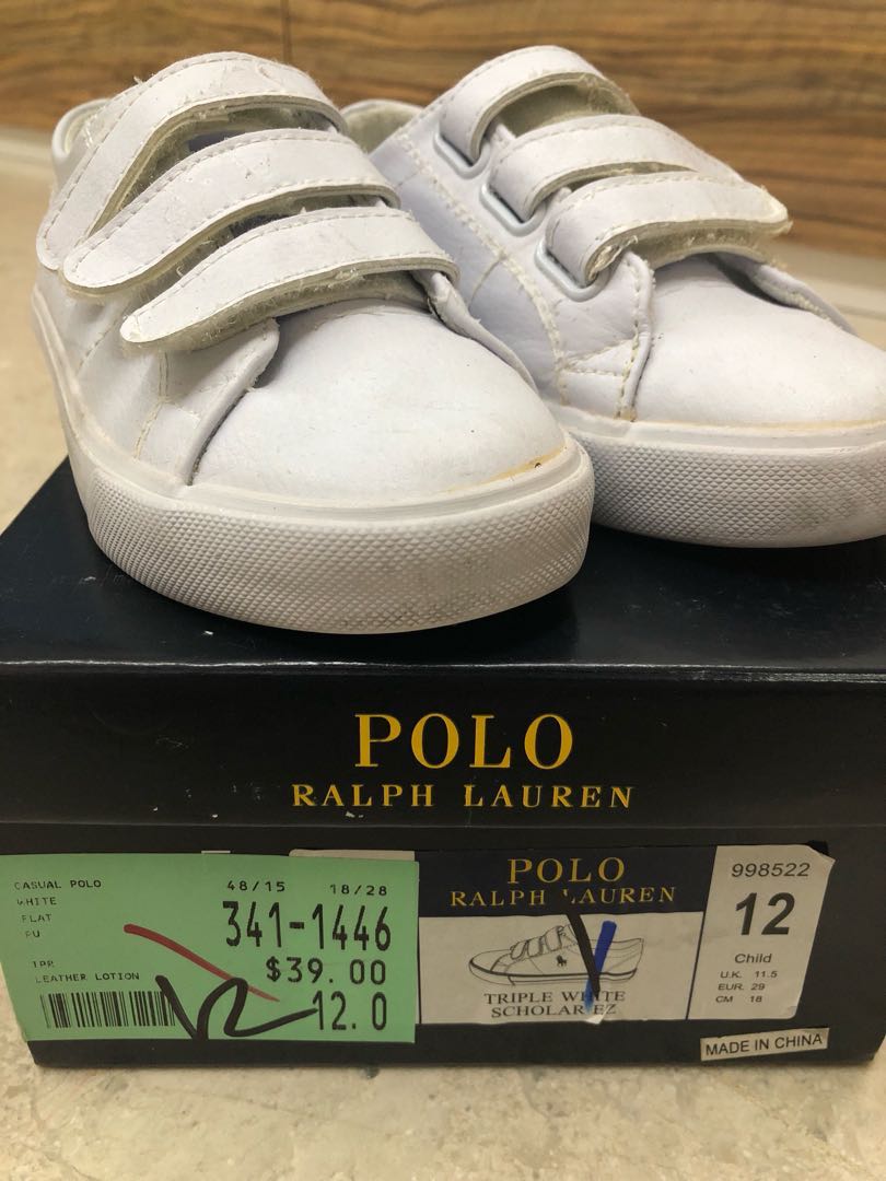 Polo Ralph Lauren White school shoes Babies Kids Babies Kids Fashion on Carousell