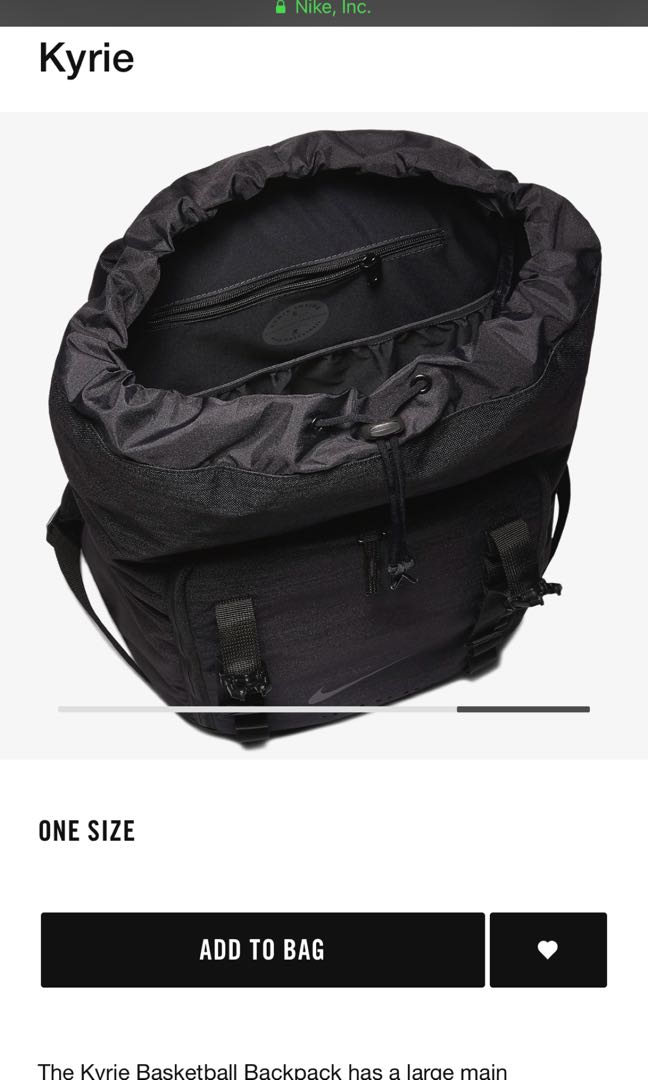 Black Nike Kyrie Basketball Backpack Men S Fashion Bags