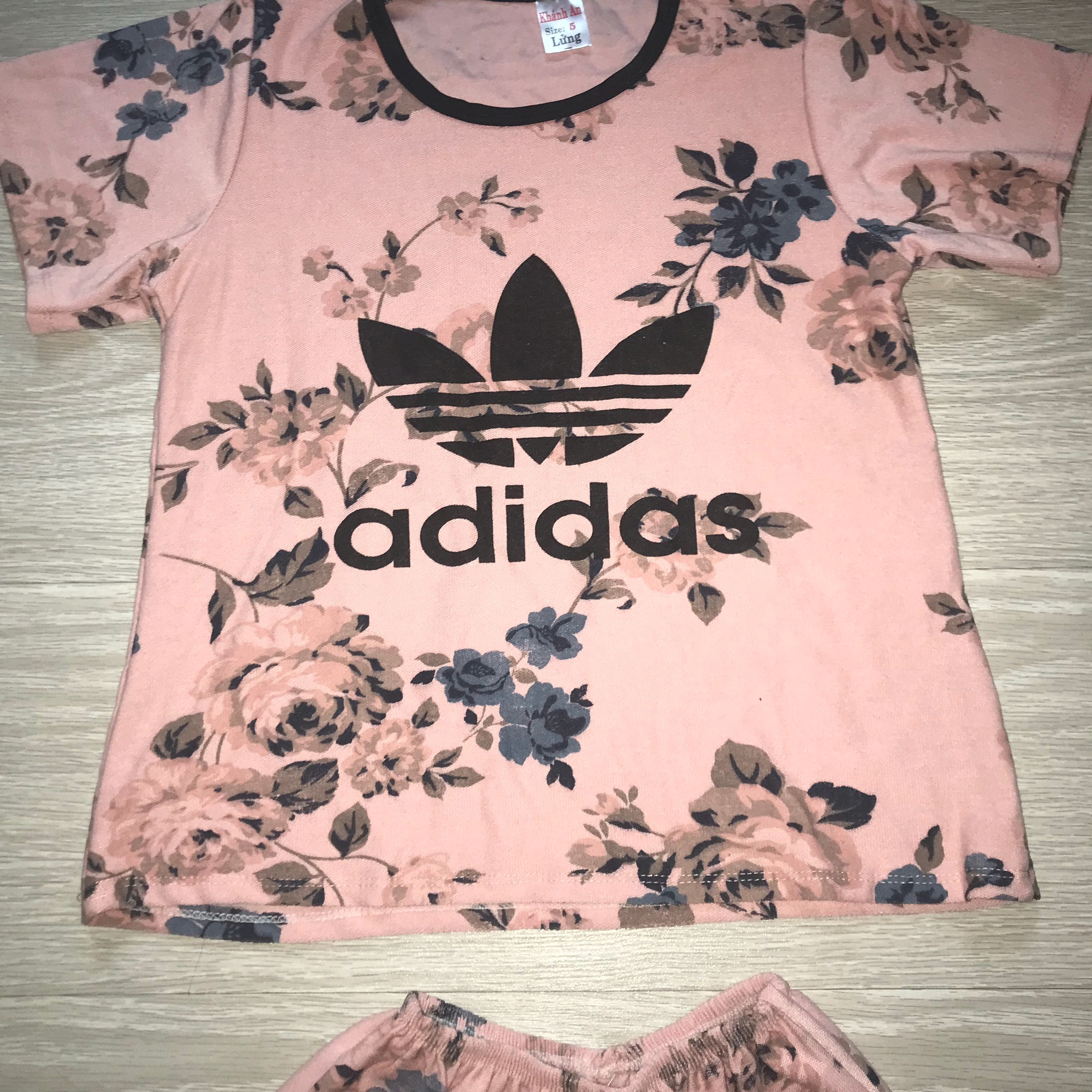 Brand new pink floral adidas t shirt and shorts set