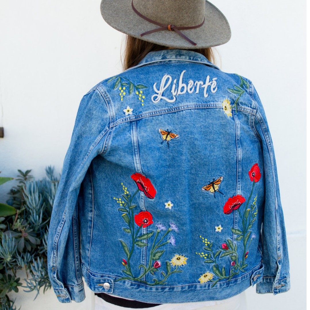 H&M Liberte flower embroidered Denim Jacket, Women's Fashion, Coats ...