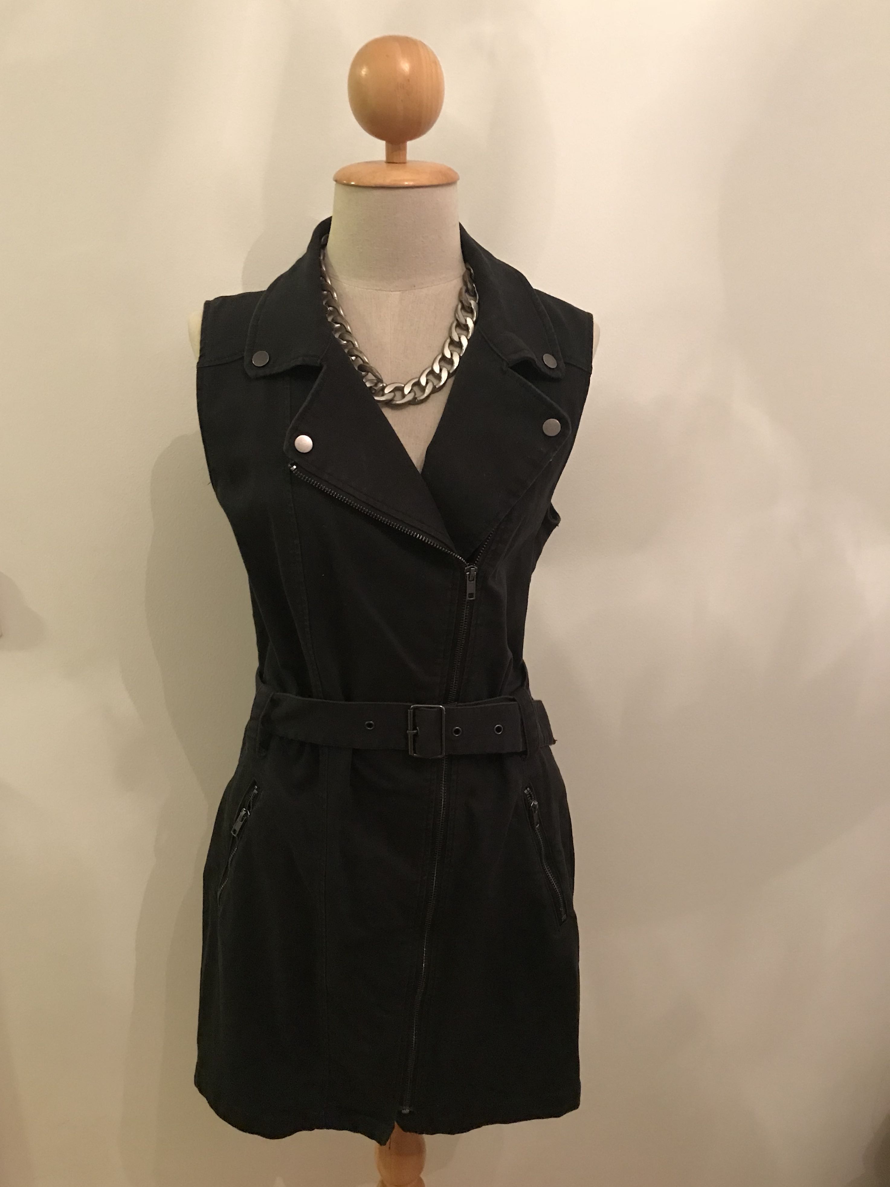 H M Motorcycle Chic Black Zipper Dress Size 40 Suitable for UK 10 14 Women s Fashion Muslimah Fashion Dresses on Carousell