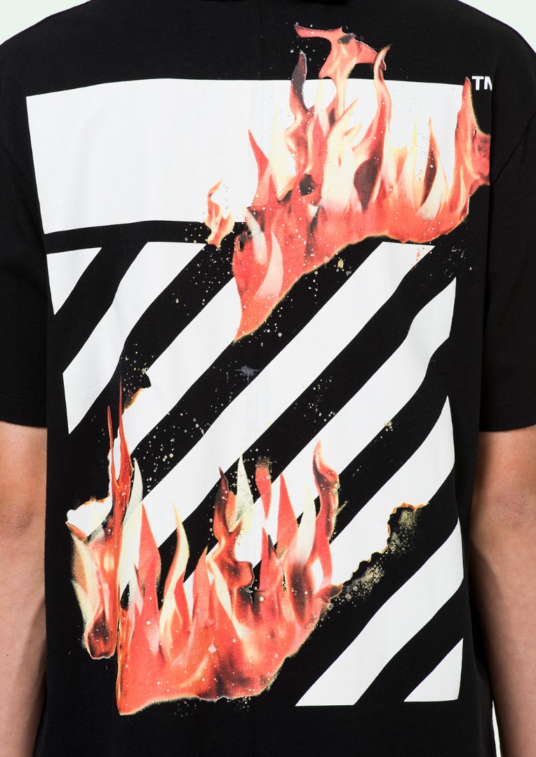 OFF WHITE Fire Spliced SS T-Shirt (OMAA032S181850781088), 男裝 ...