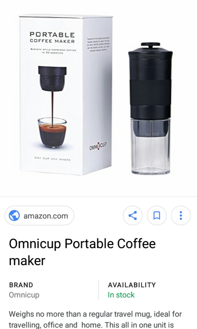 Omnicup portable coffee maker, TV & Home Appliances, Kitchen Appliances ...