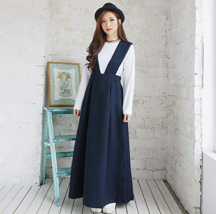 Overall Skirt Maxi Flare skirt Rok panjang Fesyen Wanita Muslim