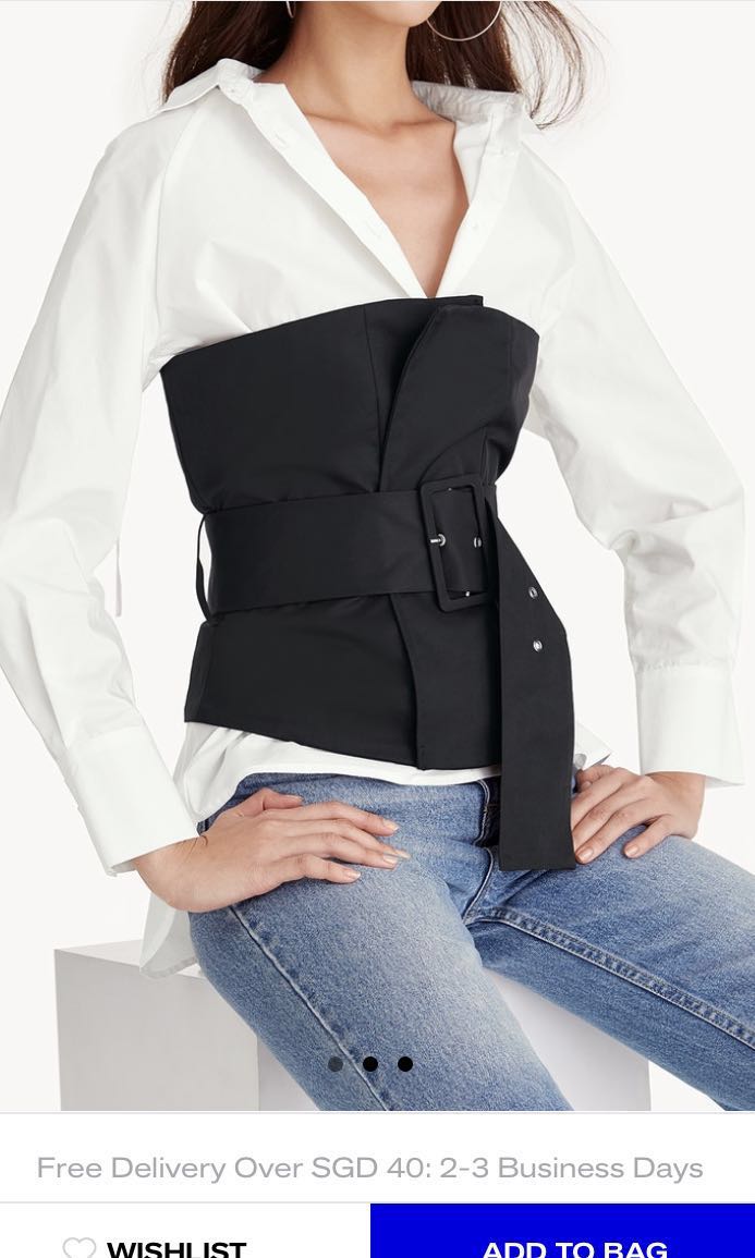 Pomelo Corset Belt Top, Women's Fashion, Tops, Sleeveless on Carousell