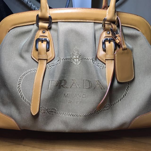 Prada Milano Dal 1913 Brown Leather And Canvas Handbag, Luxury, Bags &  Wallets on Carousell