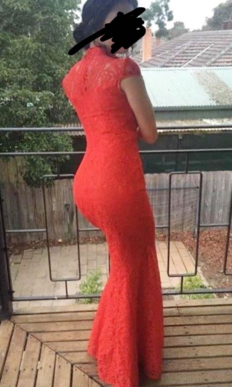red cheongsam wedding dress