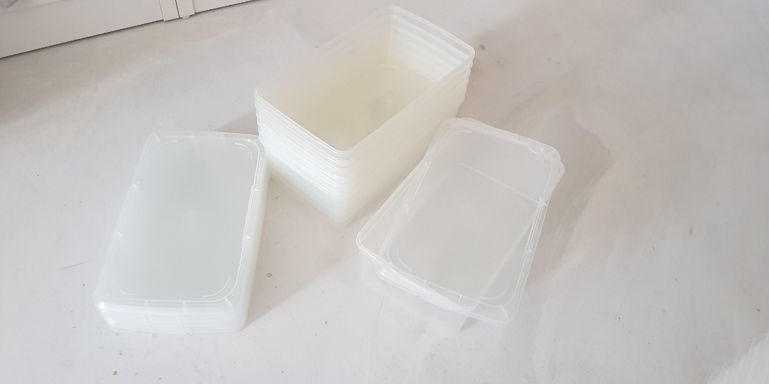 Set of 7 set DAISO SHOE BOX with lid (stackable) shoebox, Furniture