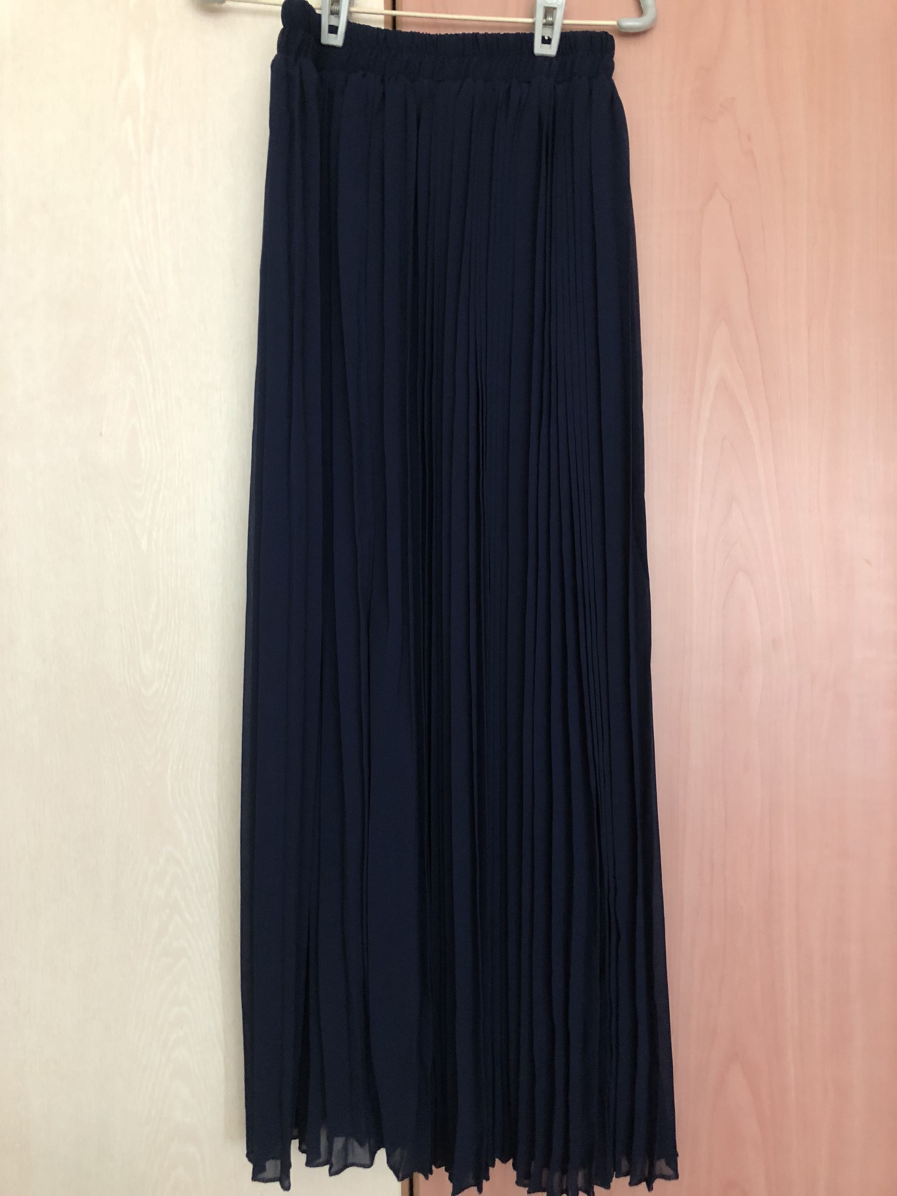 Navy blue pleated maxi skirt clearance