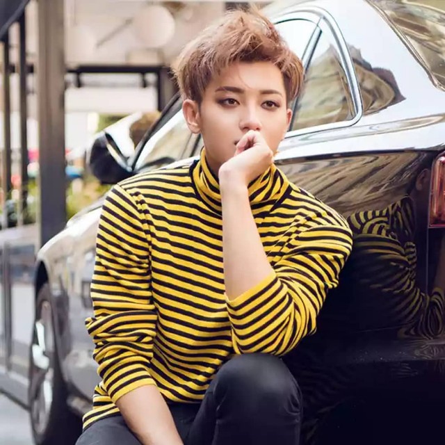 Yellow Turtleneck Stripes Long Sleeve Swag Korean Style Oppa