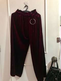 Maroon Velvet Culottes
