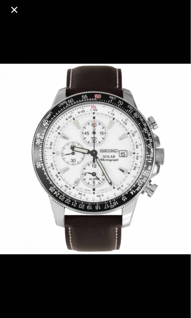 Authentic Seiko Solar Chronograph Alarm Flightmaster SSC013