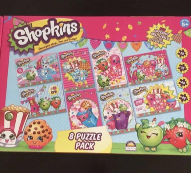 Shopkins 5 Wood Puzzle Pack for Children New Sealed 