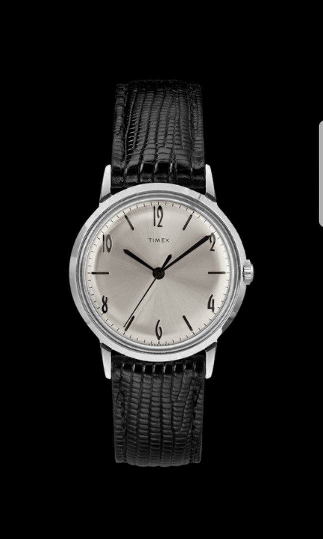Brand New Timex Marlin 34mm Hand Wound Leather Strap Watch