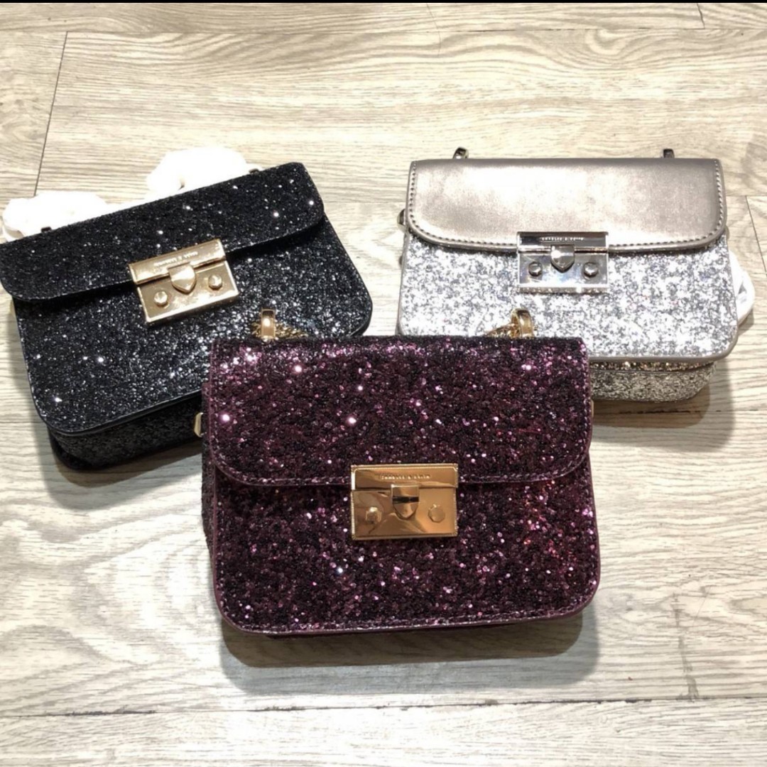 charles and keith glitter sling bag