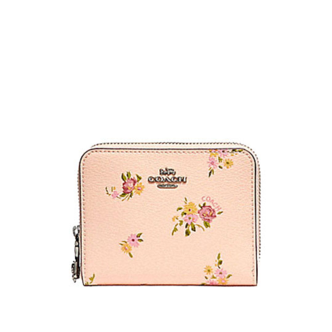 Coach Small Zip Around Wallet With Daisy Bundle Print And Bow Zip Pull ...