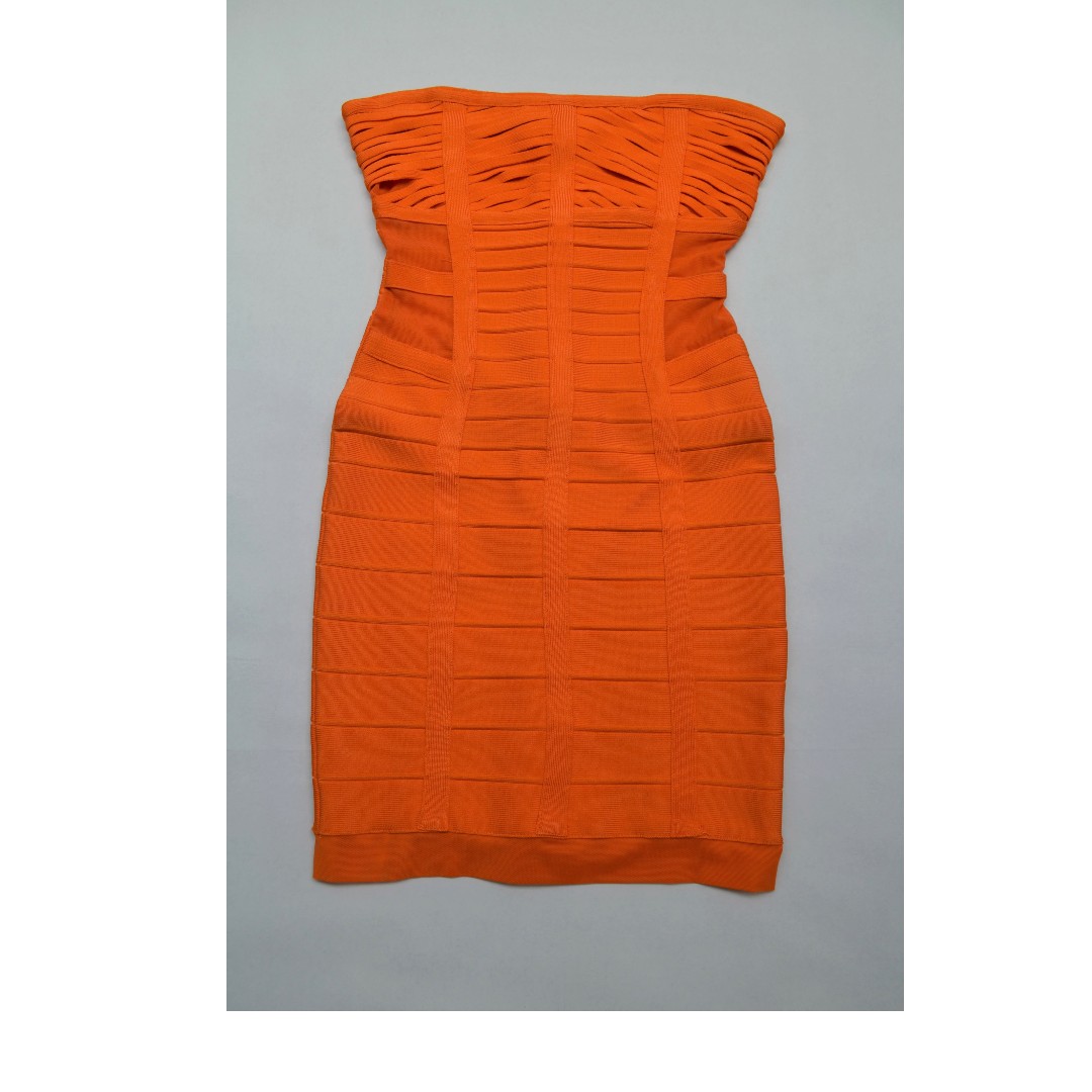 herve leger orange dress