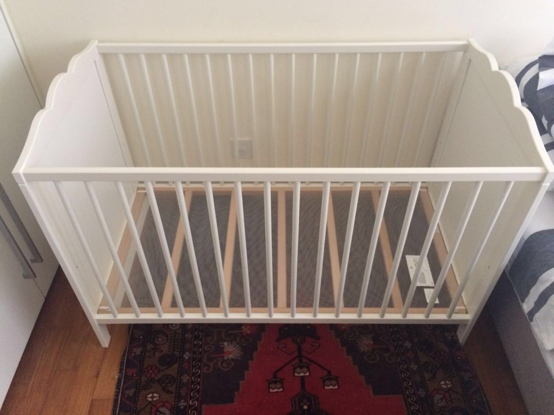 Ikea Hensvik White Baby Cot with Vyssa Mattress, Babies & Kids, Baby
