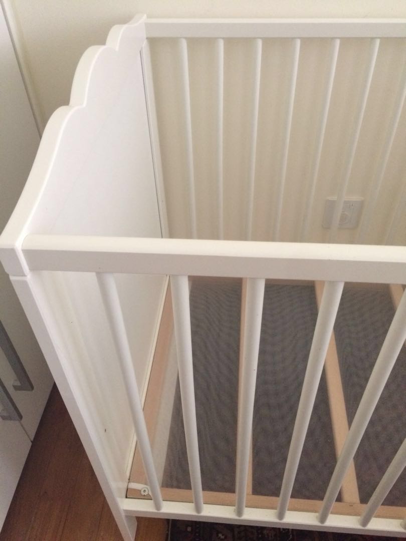 Ikea Hensvik White Baby Cot with Vyssa Mattress, Babies & Kids, Baby