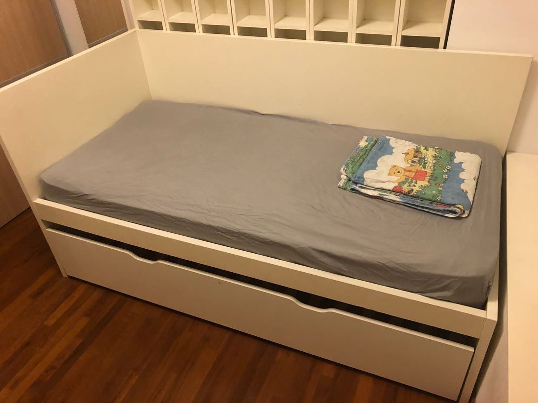 ikea single bed with pull out mattress