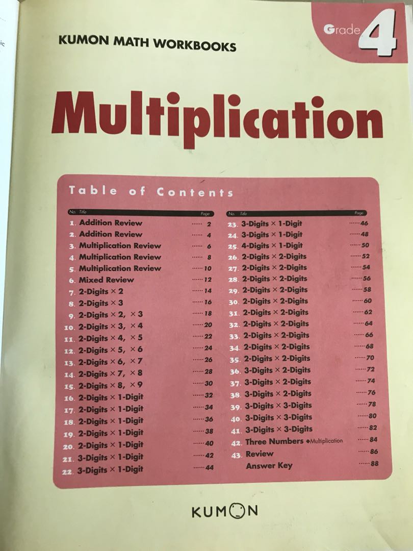 Kumon Multiplication Grade 4 Hobbies Toys Books Magazines