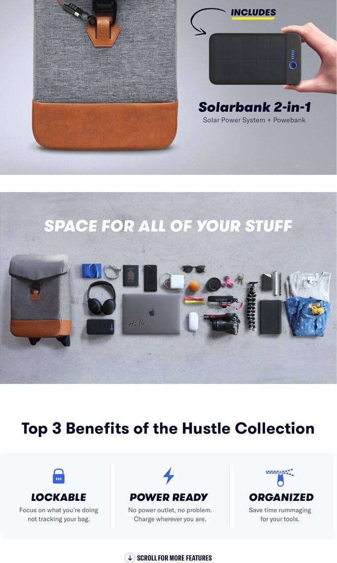 Lifepack Hustle Backpack Kickstarter with Solar Charger BN Lifepack