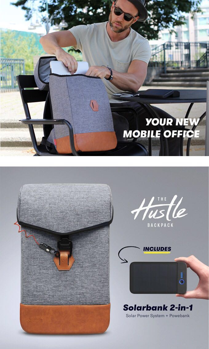 Lifepack Hustle Backpack Kickstarter with Solar Charger BN Lifepack