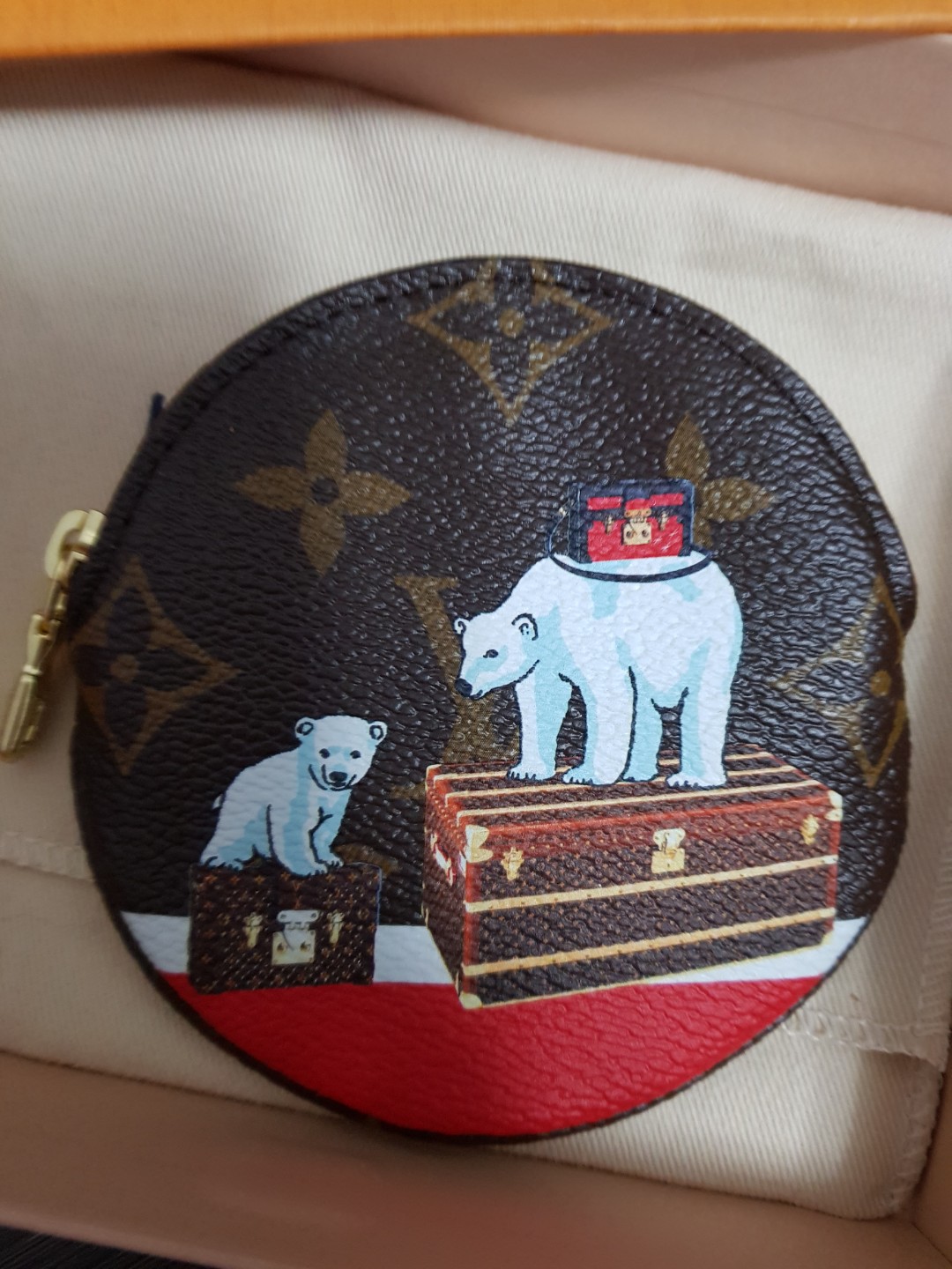 Louis Vuitton Limited Edition Monogram Polar Bear Round Coin Purse