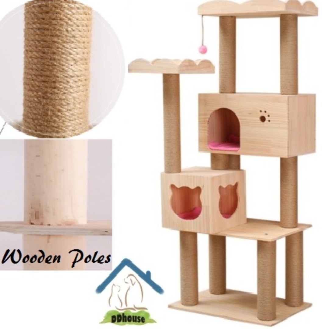 solid wood cat condo