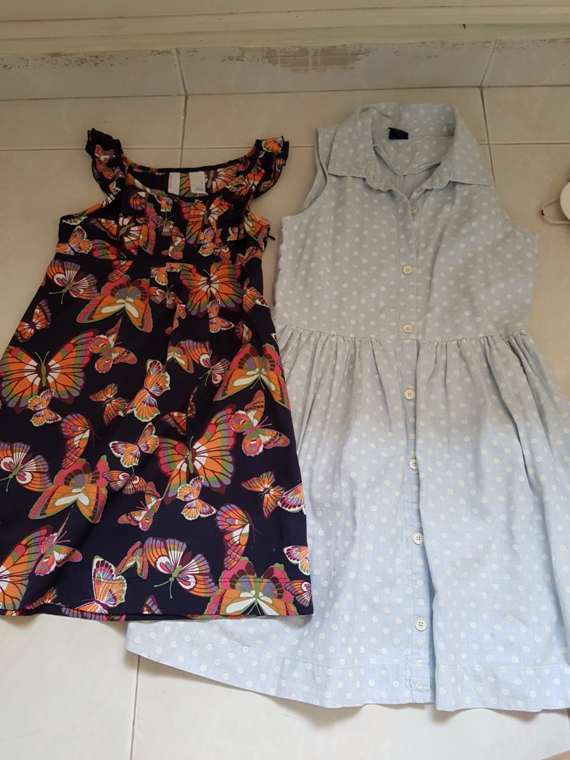 OLD NAVY BUTTERFLY DRESS 6YRS AND GAP POLKA DOT Girls Dress 8YRS