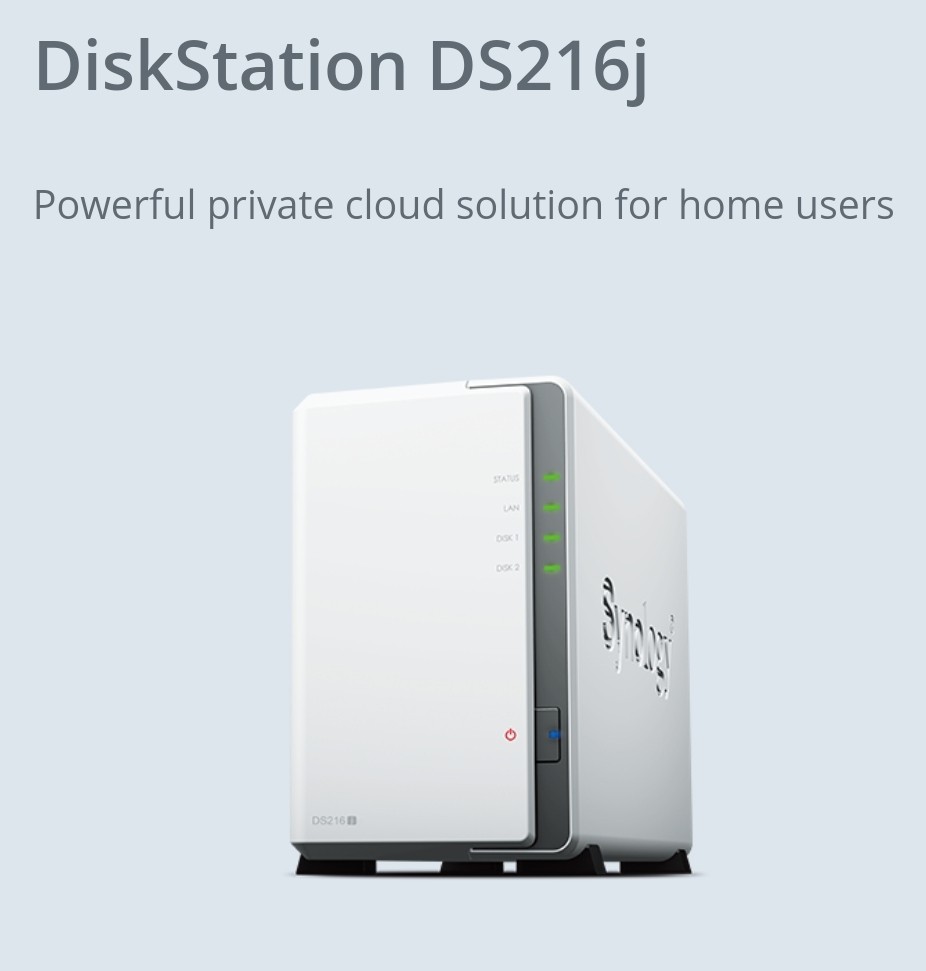 Synology DiskStation DS216J NAS 2 Bay Diskless NAS Dual Core 1.0GHz CPU
