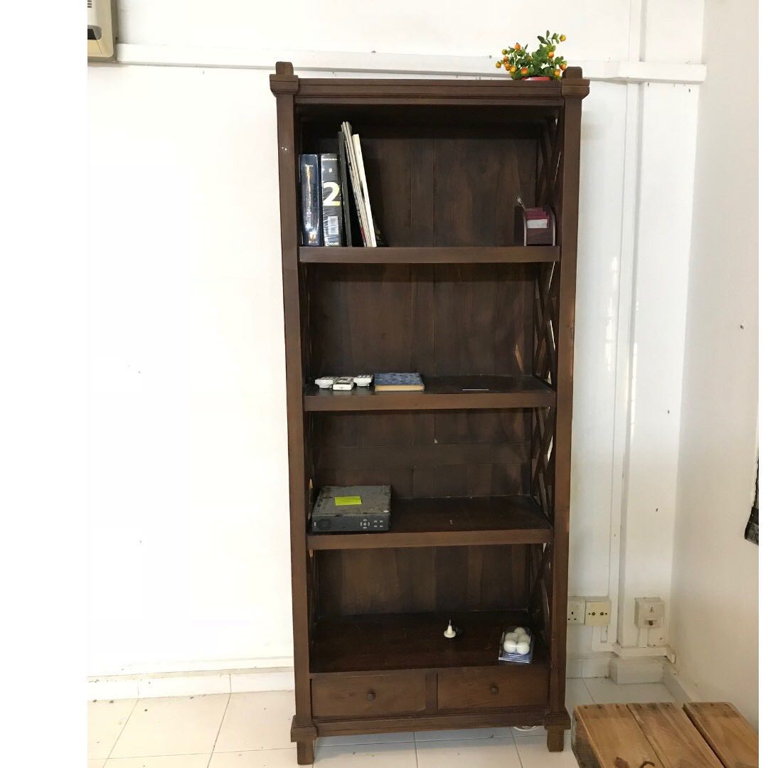 Teak Wood Bookshelf Furniture Shelves Drawers On Carousell
