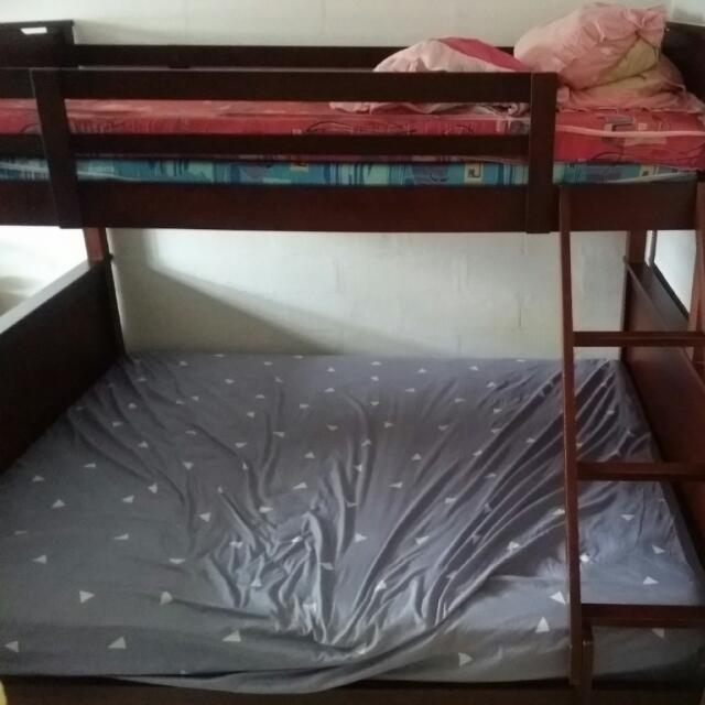 Teak Wood Double Deck Queen Size Furniture Beds Mattresses On