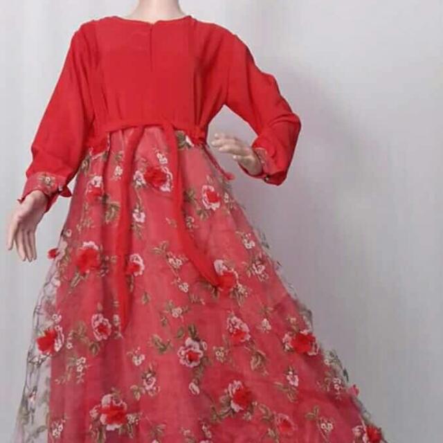 Gamis Organza 3d Full Olshop Fashion Olshop Muslim Di Carousell