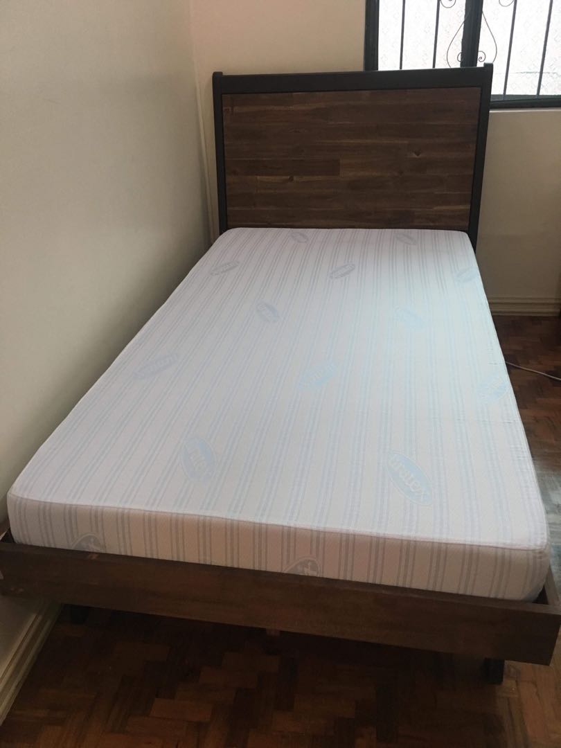 King single Size Rustic Style Bed with Uratex Foam on Carousell