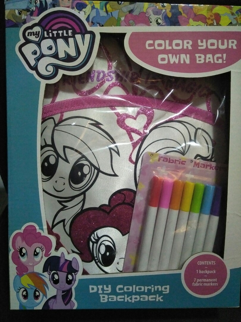 My Little Pony DIY coloring Backpack, Hobbies & Toys, Books & Magazines ...