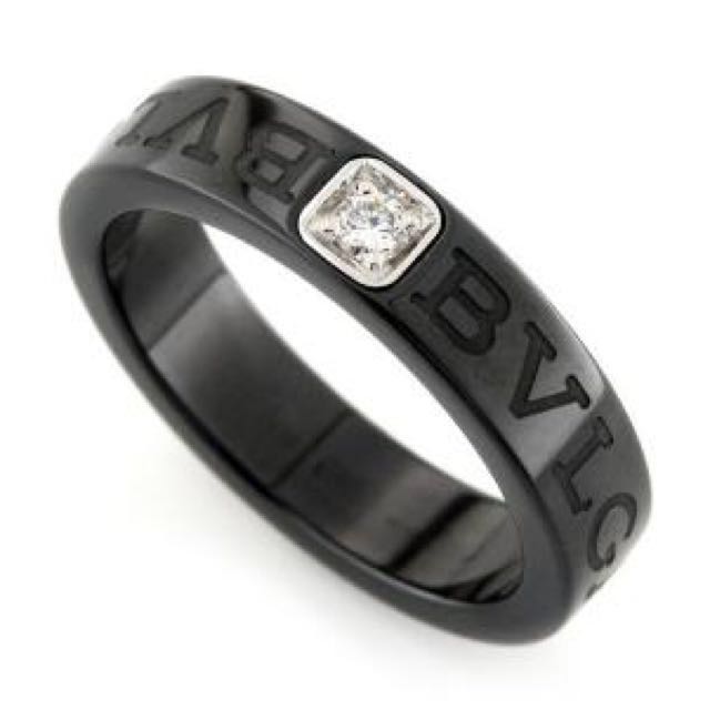 Bvlgari Black Ceramic Diamond Ring 