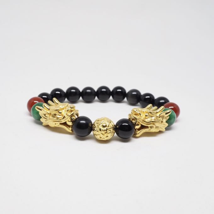 Pure Gold Dragon Heads And Pure Gold Dragon Ball Bracelet Men S