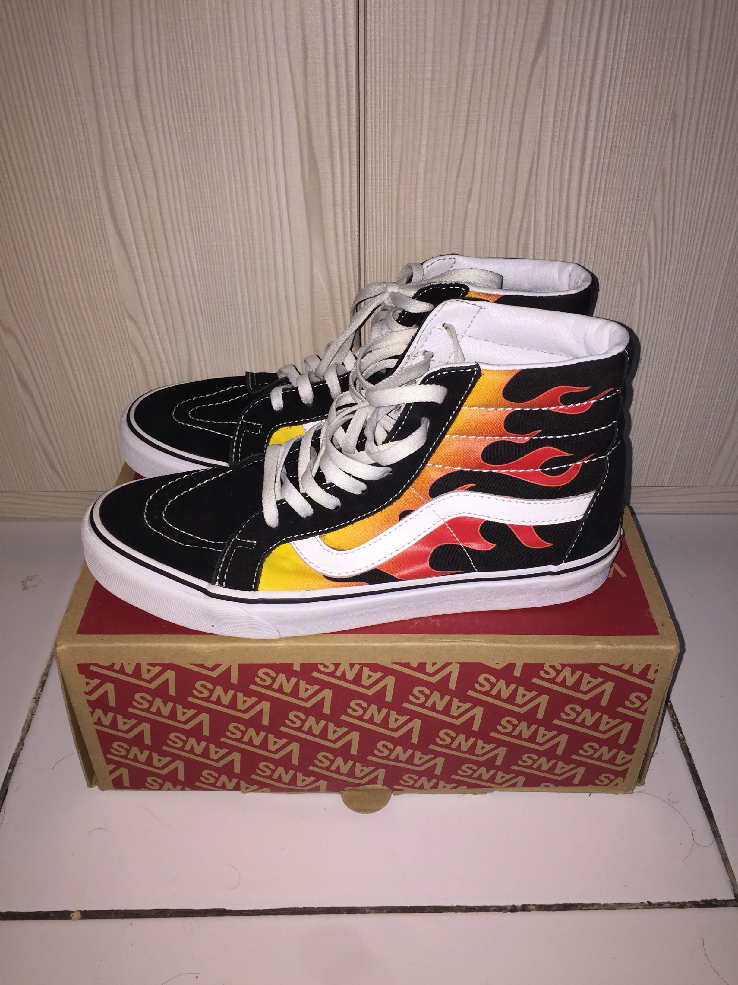 vans sk8 hi black flame