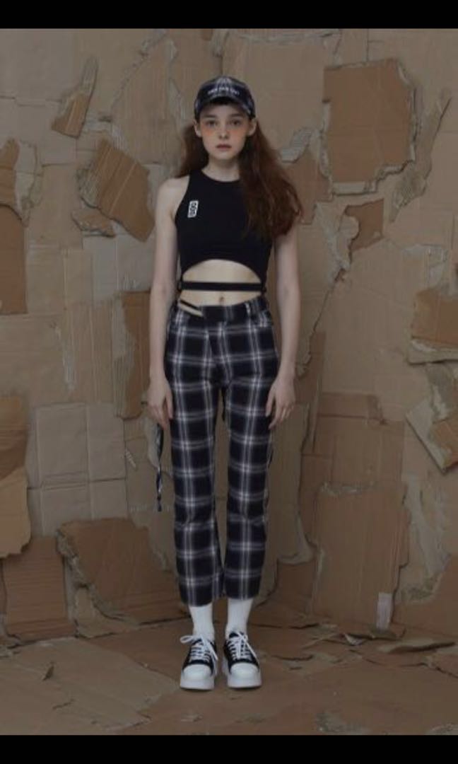 unbalanced checkerboard pants, Women's Fashion, Bottoms, Other ...