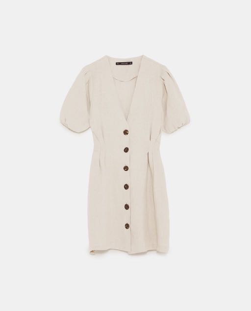Zara Buttoned Linen Dress, Women's 
