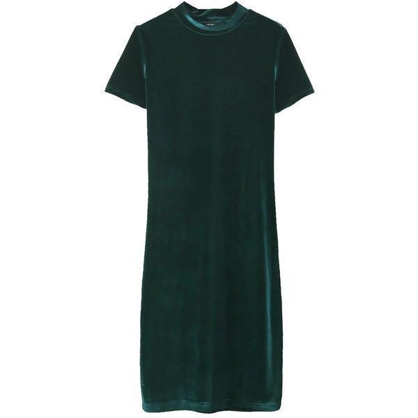 🎈Zara Green Velvet Midi Dress, Women's 