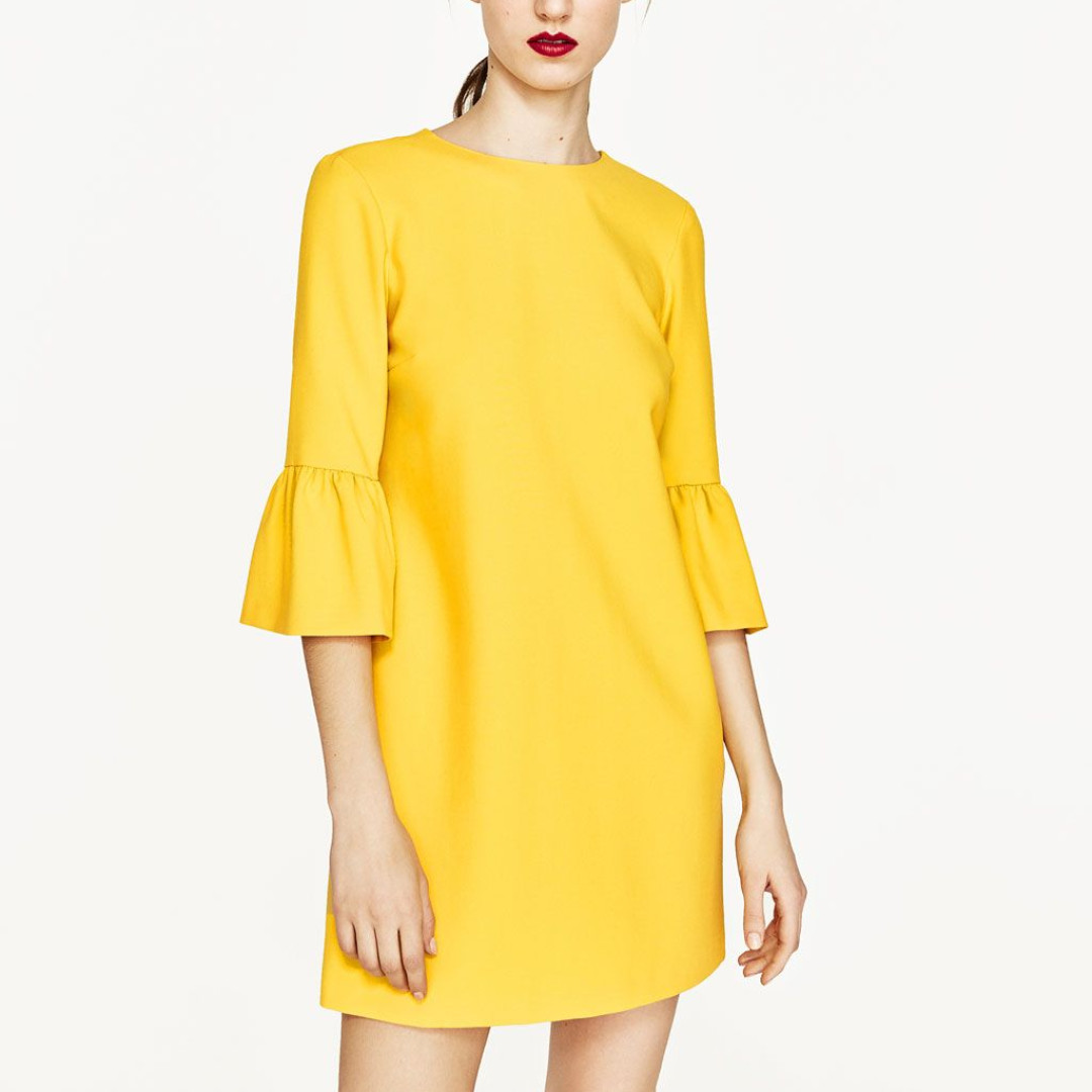Zara Yellow Dress, Women's Fashion 