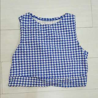 Houndstooth Crop Tee