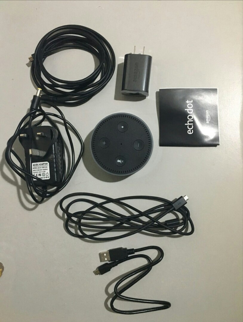 Amazon echo dot + AWS IoT button (Category: Entertainment Systems & Smart Home Devices) located in Singapore. Submitted by jimraynor (Listing ID 169904670, Image 2). Description: Selling Amazon dot and the AWS IoT button together. Separately, dot for $50, button for $20.