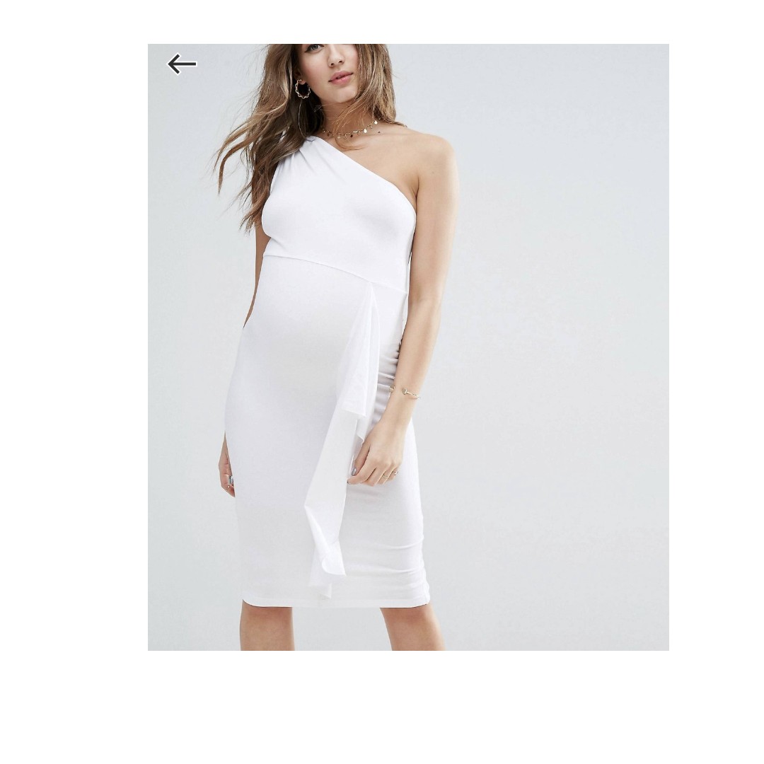 white bardot maternity dress