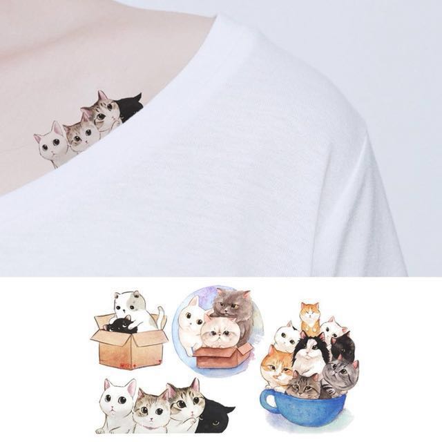 Bn Instock Temporary Tattoo Temp Tattoos Cat Cats Kitty Cardboard