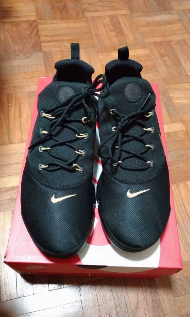 Nike presto fly black and gold hot sale
