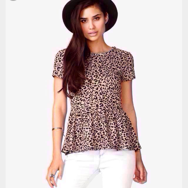 Forever 21 Peplum Cheetah Print Top take10off midnovember50
